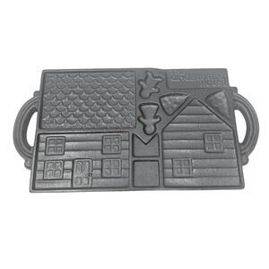 John Wright 1985 Cast Iron Double-Sided Gingerbread House Mold Christmas Baking